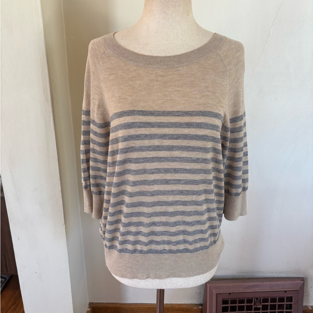 Paper Label Striped Sweater Tencel Wool Size Medium